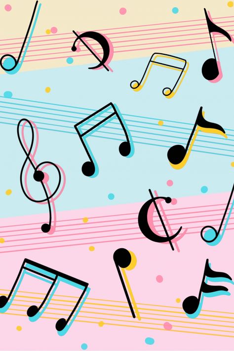 Pretty Music Aesthetic, Colorful Music Notes Backgrounds, Kawaii Music Wallpaper, Retro Music Background, Mapeh Background, Music Related Art, Music Background Aesthetic, Cool Music Wallpapers, Music Wallpaper Backgrounds