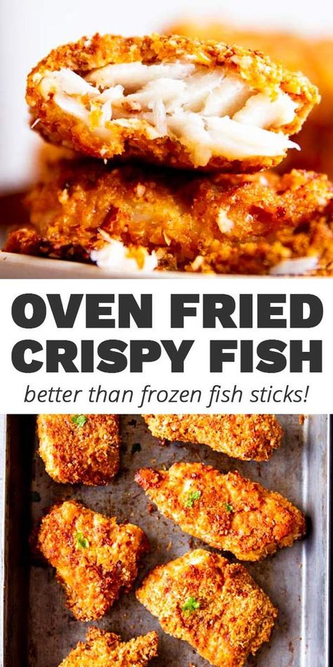 Oven Fried Fish, Crispy Oven Fries, Cod Fish Recipes, Frozen Fish, Catfish Recipes, Fish Recipes Baked, White Fish Recipes, Fish Dinner Recipes, Fish Sticks