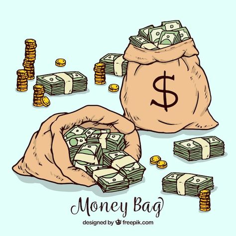 Sack Of Money, Bags Of Money, Money Design Art, Money Logo, Money Drawing, Free Vector Backgrounds, Bike Drawing, Bag Illustration, Drawing Bag