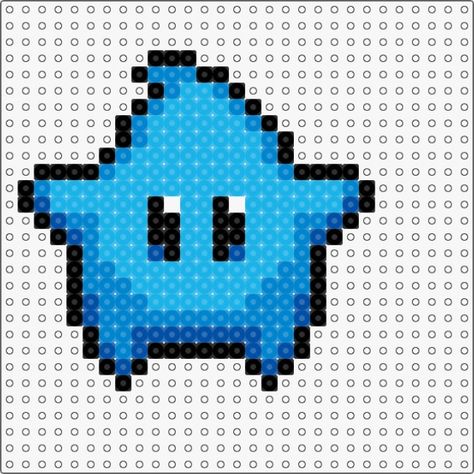 Blue Perler Beads Ideas, Cute Tiny Perler Bead Patterns, Blue Alpha Pattern, Space Perler Bead Patterns, Blue Perler Bead Patterns, Star From Mario, Blue Perler Beads, Small Perlers, Perler Bead Idea