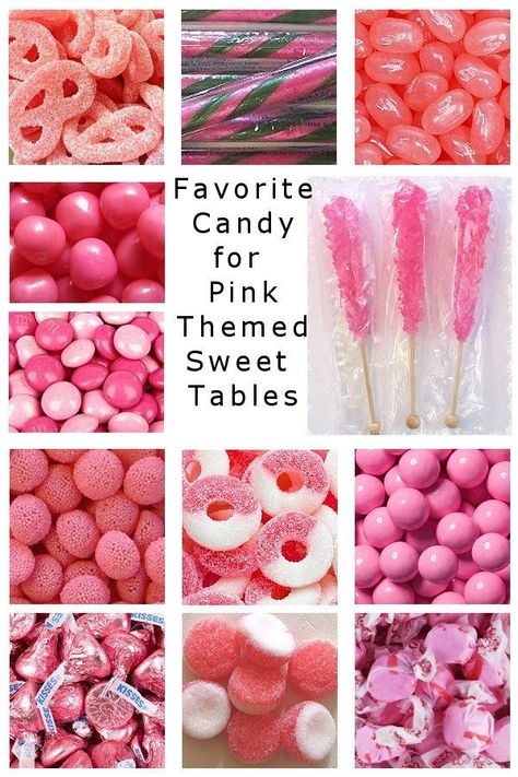 Most favorite candy for a pink themed candy buffet, candy table or sweet table. Tastemade Dessert, Pink Candy Buffet, Buffet Dessert, Pink Sweet 16, Bar A Bonbon, Girl Shower Themes, Idee Babyshower, Baby Shower Candy, Shower Desserts