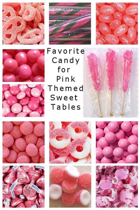 Most favorite candy for a pink themed candy buffet, candy table or sweet table. Tastemade Dessert, Pink Candy Buffet, Buffet Dessert, Pink Sweet 16, Girl Shower Themes, Bar A Bonbon, Idee Babyshower, Sweet Tables, Baby Shower Candy