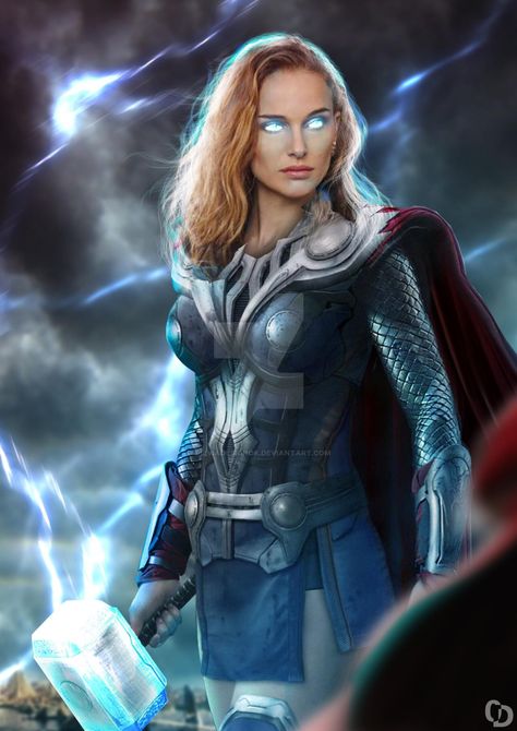 Thor Jane Foster by OliviaDesignok on @DeviantArt Vin Diesel, Thor Jane Foster, Thor Jane, Thor Girl, Lady Thor, Thor Movie, Avengers End Game, Thor Cosplay, Thor Art