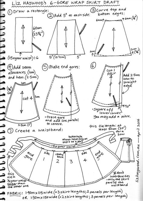 Free wrap skirt pattern summary                                                                                                                                                      More Sew Ins, Free Wrap Skirt Pattern, African Dress Patterns, Pola Rok, Wrap Skirt Pattern, Projek Menjahit, Skirt Diy, Costura Fashion, Costura Diy