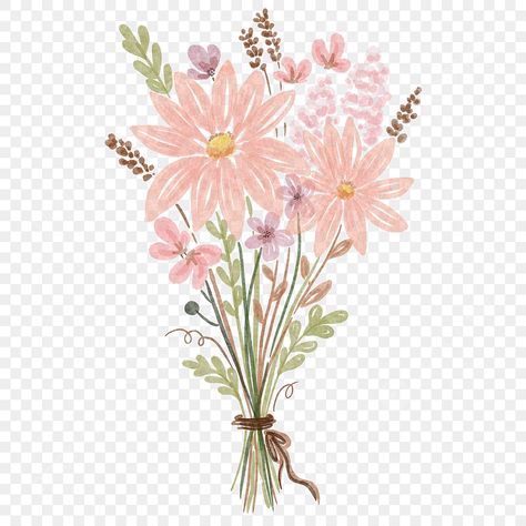 Png Flowers Design, Png Icon Transparent Background, Watercolor Floral Bouquet, Watercolor Flower Clipart, Digital Flowers Png, Flowers Without Background, Graphic Design Flowers, Floral Png Vector, Flowers Drawing Background