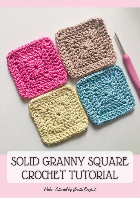 Amigurumi Patterns, Color Block Granny Square, Crochet Granny Square Without Holes, How To Make Squares Crochet, Plain Granny Square Pattern, Crochet Square Patterns Tutorials, Crochet Small Granny Square Free Pattern, Simple Granny Square Crochet Tutorial, Granny Square Crochet Video Tutorials