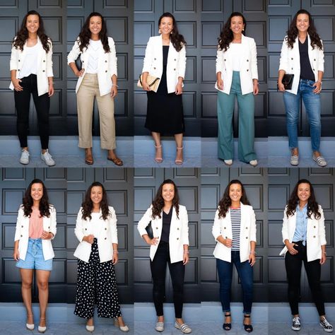 White Blazer Teacher Outfit, White Blazer Black Jeans, Jeans With White Blazer Outfit, Business Casual White Blazer, White Blazer Outfit Dressy Work, Women White Blazer Outfit, Plus Size White Blazer Outfits, White Blazer With Jeans Outfit, White Jacket Outfit Women