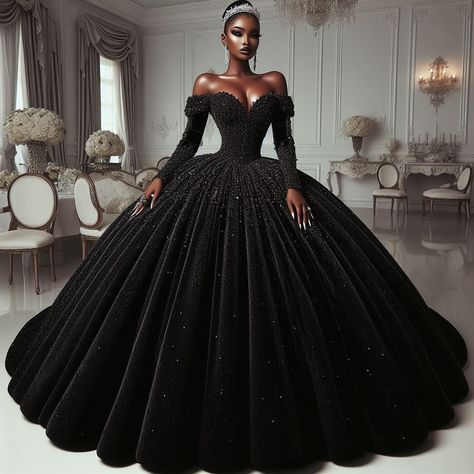 Black Puffy Wedding Dress, Black Ballroom Dress Gowns, Black Corset Long Dress, Black Ball Gown Elegant, Ballroom Dress Gowns, Puffy Gown, Black Ballroom Dress, Black Ball Dress, Dramatic Wedding Dress