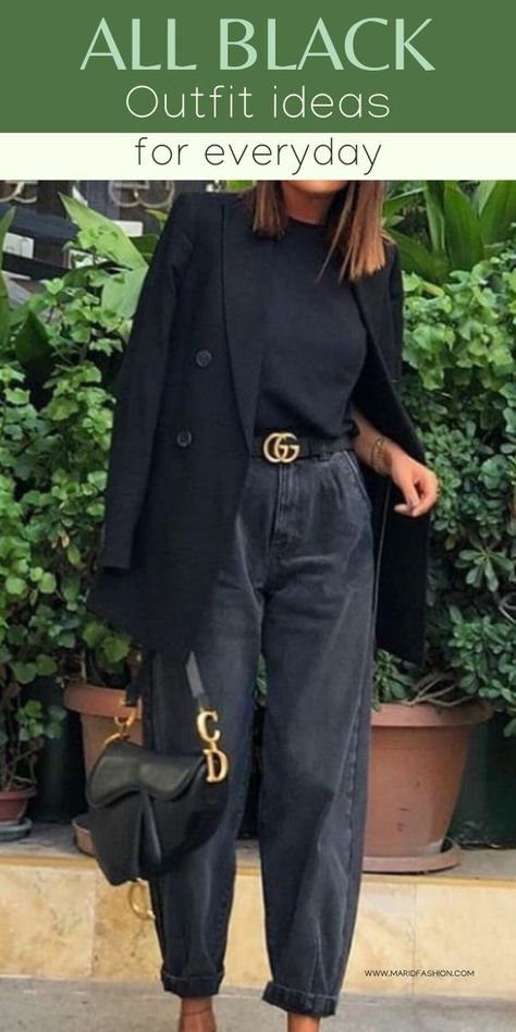 Fashion Outfits Black Women, 2020 Fashion Trends Street Styles, Spring Outfits Women Work, Fashion Outfits Black, Black Clothes Style, Outfit Inspirations Edgy, Fall Outfits Street Styles, Moda Over 40, Balloon Jeans