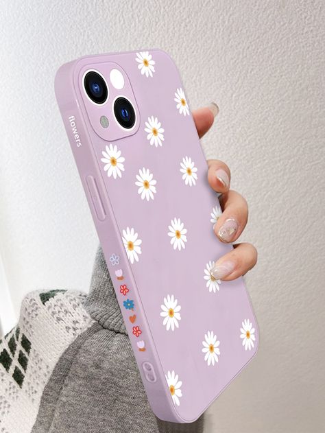 Lilac Purple  Collar  TPU Floral Phone Cases Embellished   Phone/Pad Accessories Lilac Phone Case, Cute Purple Phone Cases, Phone Cases Flowers, Diy Resin Phone Case, Purple Phone Case, Simple Hand Embroidery Patterns, Diy Phone Case Design, Phone Case Diy Paint, Creative Iphone Case