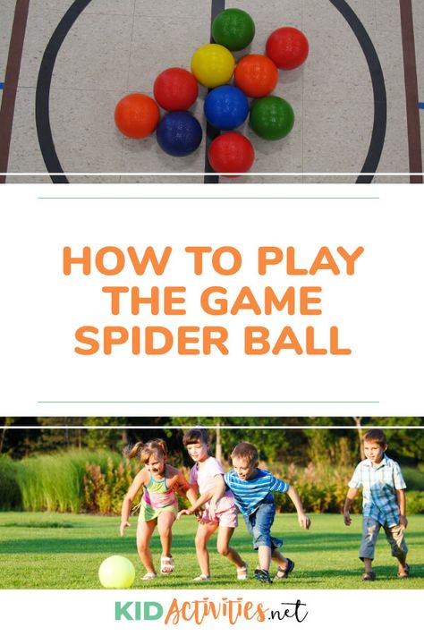 Learn how to play the game spider ball. You will find the rules and game instructions for this fun variant of dodgeball. A great indoor or outdoor game. #kidactivities #kidgames #activitiesforkids #funforkids #ideasforkids Pe Games Elementary 4-5 The Grade, Outdoor Elementary Activities, Gym Games For 1st Grade, Sports And Recreation Games, Pe Games For 1st Grade, Grade 4 Gym Games, Fall Gym Games, Grade 1 Gym Games, Indoor Pe Activities For Kids