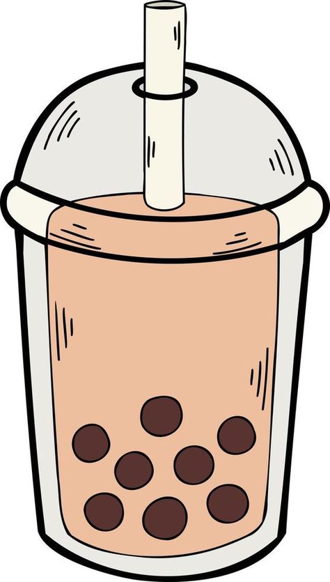 Hand Drawn Bubble Milk Tea illustration Milk Drawing, Simple Cartoon Characters, Bubble Tee, Tea Wallpaper, Art School Supplies, Bubble Tea Boba, Tea Logo, Tea Illustration, Boba Drink