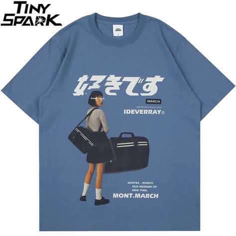 Japanese Tshirt, Harajuku Girls, T Shirt Girl, Summer Streetwear, Japanese Kanji, Style Hip Hop, Streetwear Y2k, Estilo Hip Hop, Shirt Girl