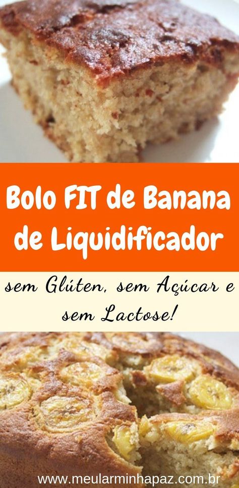 Fitness Diet, Bolo Banana, Banana Que, Bolo Fit, My Joy, Sem Lactose, Sin Gluten, Savoury Food, Sugar Free