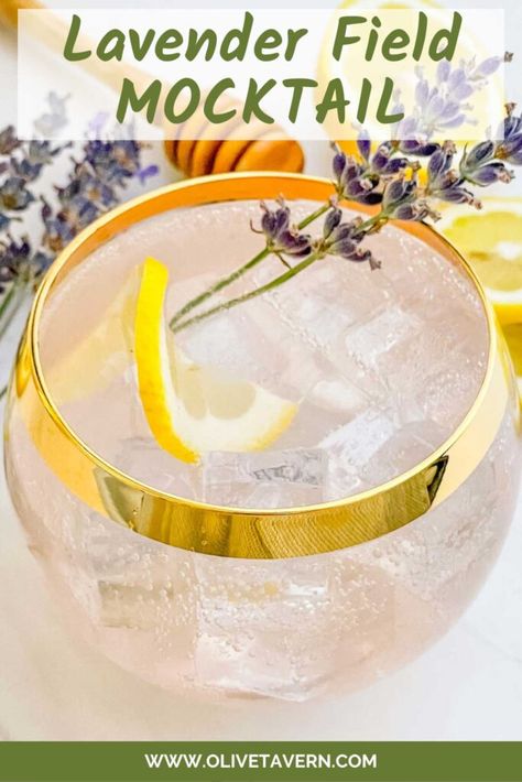 Lavender Field Mocktail - olivetavern.com Spring Non Alcoholic Drinks, Lavender Mocktails Non Alcoholic, Lavender Drinks Non Alcoholic, Lavender Mocktail Recipe, Alcoholic Drink Recipe, Lavender Drink, Easy Drinks To Make, Spring Drink, Smoothies Healthy