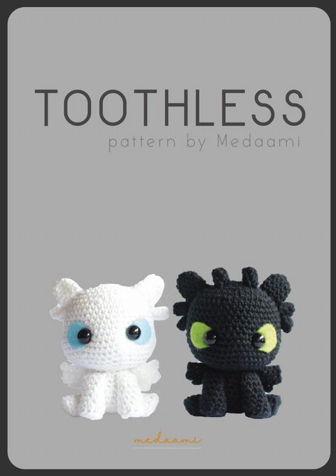 Toothless dragon crochet pattern Amigurumi Patterns, Toothless Amigurumi Free Pattern, Toothless Dragon Crochet, Toothless Crochet Pattern Free, Toothless Pattern, Crochet Toothless, Toothless And Light Fury, Dragon Crochet Pattern, Dragon Crochet