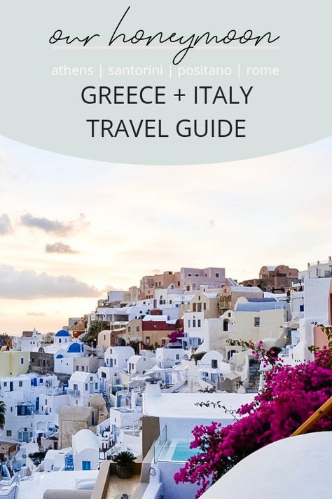 Travel guide for Athens, Santorini, Positano, Capri and Rome | Greece and Italy travel tips via @mollieannmason Italy Drinks, Greece Guide, Honeymoon Greece, Honeymoon Destinations All Inclusive, Honeymoon Italy, Greece And Italy, Honeymoon Usa, Honeymoon Destinations Affordable, Italy Positano