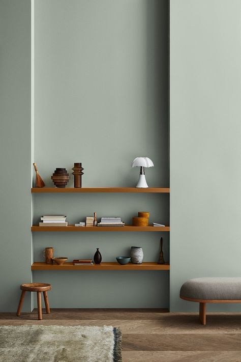 Merilee Liddiard, Muted Wall Colors, House Wall Color Ideas, One Color Wall, Mint Wall Color, Family Room Wall Color, Color Home Interior, Luxury Small Living Room, Wall Color Design