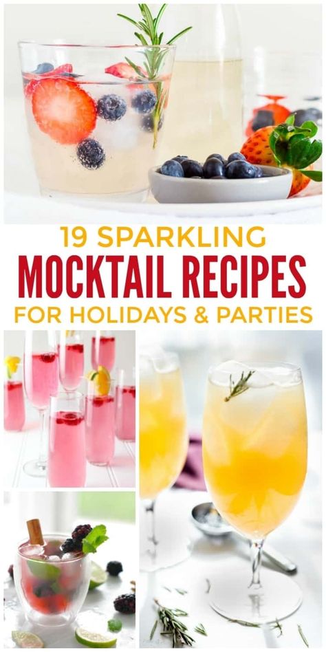 19 Sparkling Mocktail Recipes for Holidays and Parties Fresco, Mocktail Recipes Non Alcoholic, Recipes For Holidays, Holiday Mocktail, Mocktail Drinks, Alcohol Free Drinks, Mocktail Recipes, Drink Recipes Nonalcoholic, Non Alcoholic Cocktails