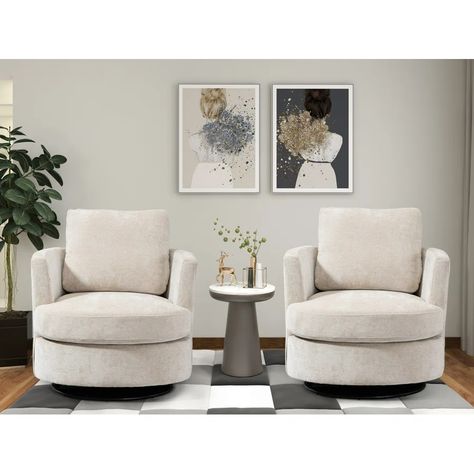 Wayfair | Swivel Small Accent Chairs You'll Love in 2023 Swivel Club Chairs, Living Room Table Sets, Circular Frame, Swivel Chair Living Room, Small Accent Chairs, Swivel Accent Chair, Swivel Barrel Chair, Assembly Instructions, Upholstered Sectional