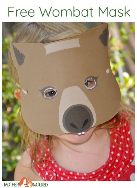 Learn about Wombats, Plus a free Wombat Mask! - Mother Natured Playgroup Activities, Zoo Preschool, School Age Activities, Play Pretend, Fun Projects For Kids, Masks Crafts, Christian Crafts, Nocturnal Animals, Animal Crafts For Kids