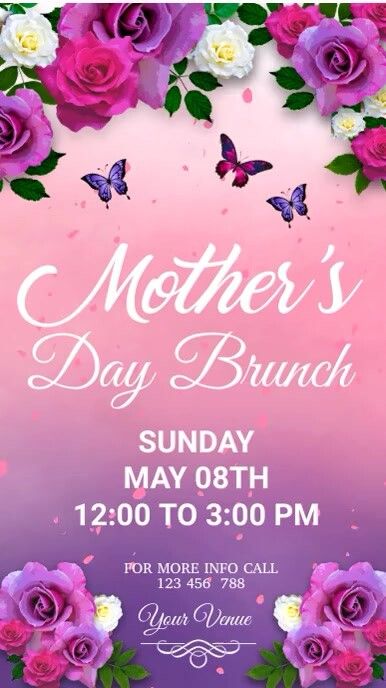 18,360  Free Mother's Day Poster Templates Signage Design, Mother's Day Instagram Story, Mother's Day Breakfast, Mother's Day Party, Mothers Day Poster, Mother's Day Brunch, Mothers Day Breakfast, Mothers Day Brunch, Digital Signage