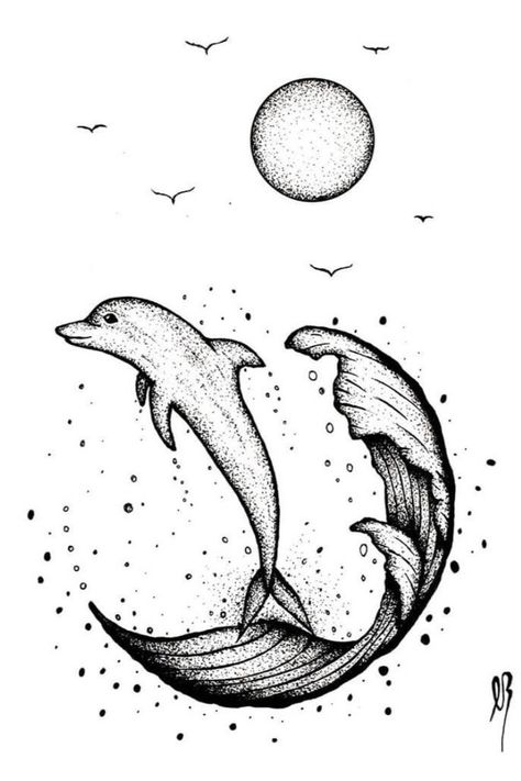 Ovaltine Drawing Idea, Easy And Beautiful Drawing Ideas, Nice Drawings Creative, Easy Underwater Drawing, Dolphin Drawing Pencil, Cool Drawing Ideas Easy Creative, How To Draw A River, Easy Pencil Drawing Ideas, Dolphin Drawing Realistic