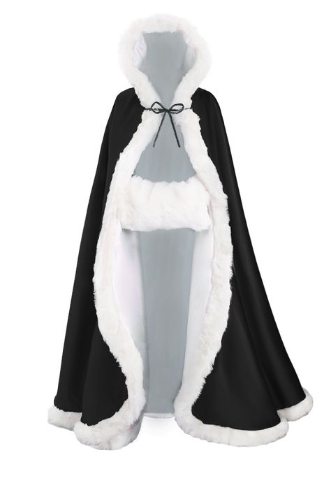 PRICES MAY VARY. KEEP YOU PLENTY WARM & LOOKED FABULOUS --- This REVERSIBLE HOODED cape is made of two tone plushy rich polyester satin, secured at the neck with bias satin ties. Attention: The fur trimming is available in IVORY color only. CAPACIOUS HOOD NEVER MESS YOUR HAIR --- The hood large enough to fit over high hairstyles and possible added height for tiaras or headpieces. 2 AVAILABLE LENGTH FOR YOUR DIFFERENT HEIGHT--- Cloak length: 50, 55-inch(from shoulder to end of train).You can choo Winter Wedding Dress Fur, High Hairstyles, Bride Winter, Winter Cloak, Wedding Cloak, Hand Muff, Hooded Cape, Wedding Cape, Hooded Cloak