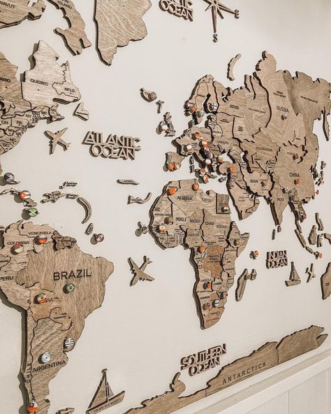 Wood World Map Puzzle Wall Art Rustic Decor 5th anniversary gift ideas Wall Decor Enjoy the wood Wood World Map Wall Art Home Decor, World Map Wood Wall Art, World Map Gallery Wall, Travel Gallery Wall Ideas With Map, World Map On Wall Ideas, Wall World Map Decor, Map Of The World Wall Art, Travel Map Ideas, Puzzle Wall Art