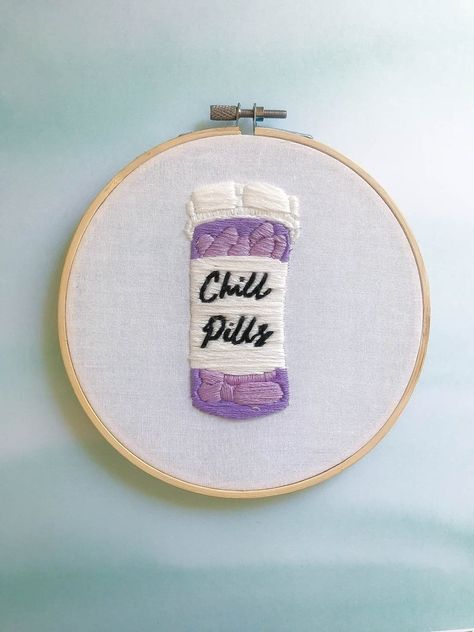 Couture, Pill Embroidery, Embroidery Border Patterns, Funny Embroidery Patterns, Border Patterns, Funny Embroidery, Embroidery Border, Chill Pill, Floral Embroidery Patterns