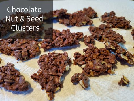 Homemade Healthy Chocolate, Nut Cluster Recipe, Seed Clusters, Chocolate Nuts Clusters, Protein Granola Bars, Nut Clusters, Chocolate Clusters, Energy Bites Recipes, Chocolate Nuts