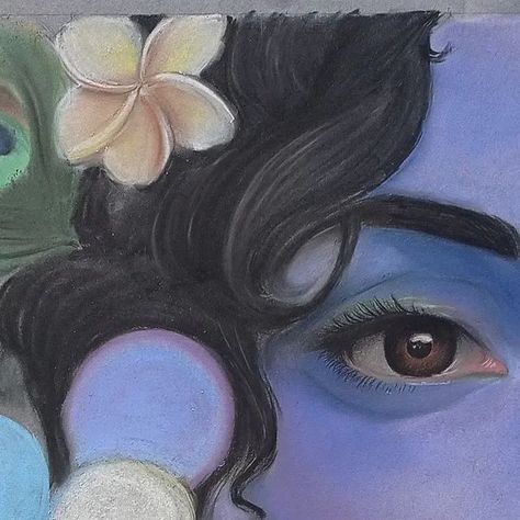 Hitesh Kumar on Instagram: "Jai Shree Krishna 🙏🏻🤩✨ Finally Complete 😍  . . #artist #art #artoftheday #explorepage #exploremore #explore #drawings #drawing #realistic #painting #softpastel #krishna #kanha #artinspiration #instaartist #instagood" Realistic Krishna Painting, Radha Krishna Painting Aesthetic, Lotus Eyes Of Krishna, Shree Krishna Art Drawing, Drawing For Krishna, Krishan Ji Drawings, Radha Krishna Aesthetics, Krishna Watch Face, Krishna Eyes Wallpaper