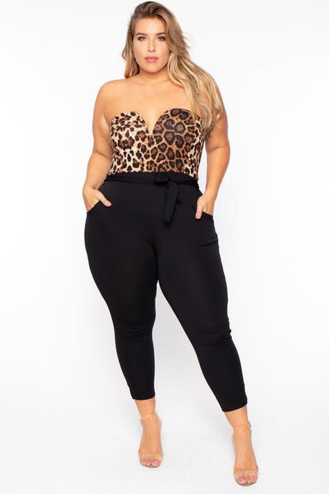 Tokyo Street Fashion, Hipster Grunge, Le Happy, Leopard Top, Plus Size Intimates, Style Grunge, Outfits Plus Size, Looks Plus Size, Plus Size Jumpsuit