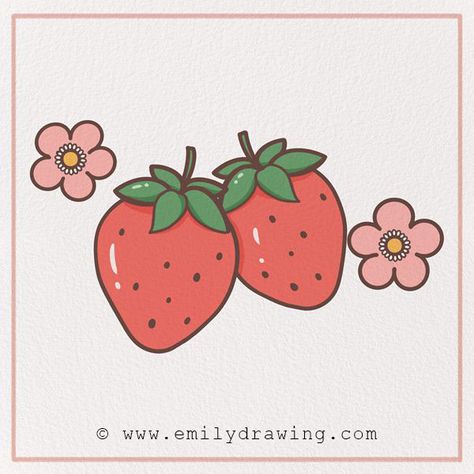 How to Draw a Strawberry – Emily Drawing Emily Drawing, Easy Digital Art, Digital Art Programs, Strawberry Drawing, Strawberry Tattoo, Pink Drawing, Strawberry Art, Fruits Drawing, Bullet Journal Design Ideas