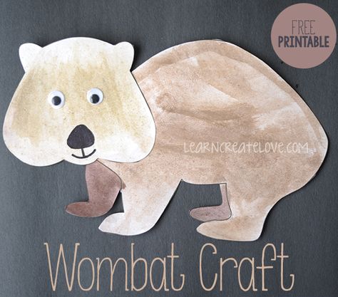 Wombat Printable Craft Wombat Craft Preschool, Diary Of A Wombat Activities, Wombat Stew Craft, Kookaburra Craft, Australian Animal Craft, Wombat Stew Activities, Wombat Craft, Australian Crafts, Wombat Drawing