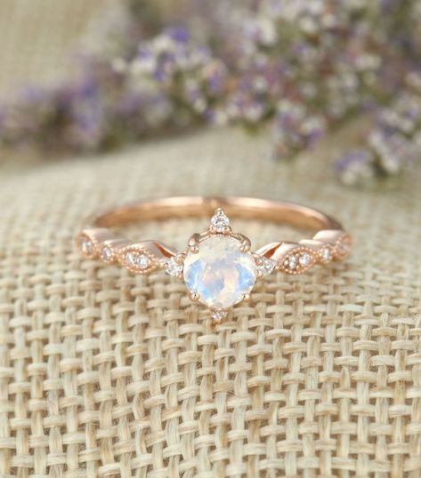 Moonstone engagement ring vintage Rose gold engagement ring Half eternity diamond wedding ring Bridal Promise Anniversary gift for women Wedding Rings Teardrop, Rose Gold Engagement Ring Vintage, Moonstone Engagement, Custom Wedding Rings, Moonstone Engagement Ring, Wedding Rings Rose Gold, Morganite Engagement, Morganite Engagement Ring, Rose Gold Engagement