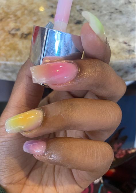 Yellow Aura Nails, Slay Nails, Nails Aura, Summer Nails Inspo, Yellow Aura, Aura Nails, Pink Aura, Nails Inspo, Square Nails