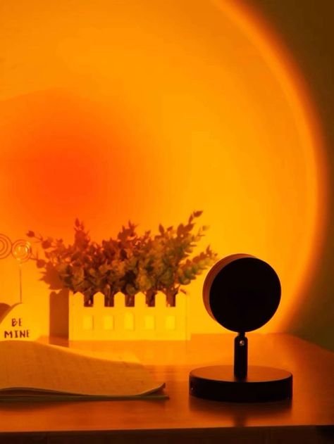 Sunset Light Bedroom, Yellow Led Lights Aesthetic, Orange Led Lights Aesthetic, Room Lighting Ideas Bedrooms, Led Sunset Lamp, Sun Light Lamp, Yellow Led Lights, Plastic Lighting, Yellow Lamps