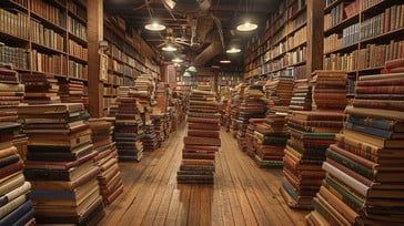 An old-fashioned library brimming with stacked books, offering a nostalgic journey through endless knowledge and history. Books, Antique Books, History, Stacked Books, Stack Of Books, Old Fashioned