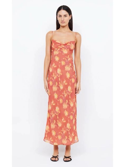 43520474644660|43520474710196|43520474742964 Printed Silk Fabric, Strap Midi Dress, Bec Bridge, Bec & Bridge, Silk Dress Long, Rolled Hem, Bridesmaids Dresses, Strap Dress, Yellow Floral