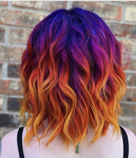 Sunset Hair Color, Flame Hair, Hair Aesthetics, Sunset Hair, Fire Hair, Vivid Hair Color, Cute Hair Colors, Extension Hair, Pretty Hair Color