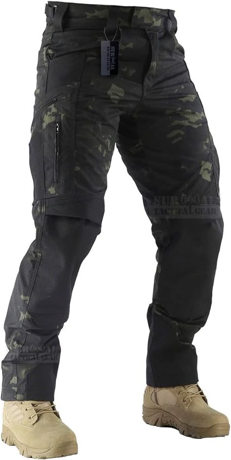 Amazon.com: Survival Tactical Gear Combat Pant Motorcycle Riding Pants Ripstop Military Camo Trousers for Camping Hiking (Grey(Pro), L) : Clothing, Shoes & Jewelry Tactical Gear Fashion, Tactical Outfits Men, Black Combat Trousers, Black Tactical Gear, Gear Reference, Black Camo Pants, Black Tactical Pants, Soldier Character, Motorcycle Riding Pants