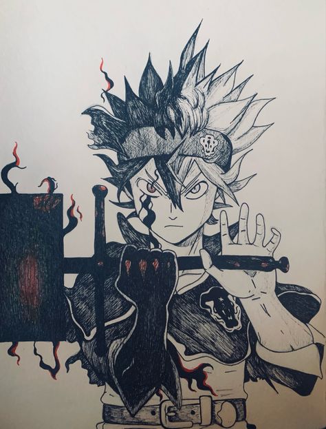 Yami Drawing Black Clover, Asta Demon Form Drawing, Drawing Black And White Anime, Anime Sketch Black Clover, Black Clover Anime Drawing, Black Clover Drawing Easy, Asta Black Clover Drawing Sketch, Black Clover Asta Sketch, Asta Tattoo Ideas