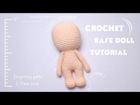 Amigurumi no sew crochet doll base | Basic doll tutorial Amigurumi Patterns, Amigurumi Doll Base, Amigurumi No Sew, Crochet Doll Base, No Sew Crochet, Doll Base, Crochet Bodies, Chibi Body, Mini Amigurumi