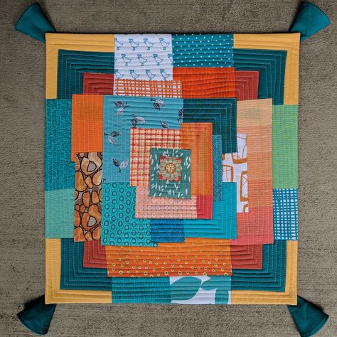 Modern Style Kawandi Mini (17" x 18") made by Mel Beach is inspired by traditional Kawandi quilts seen on display at the International Quilt Study Center & Museum in Lincoln, NE. Patchwork, Couture, Improv Quilting, Beach Quilt, African Quilts, Strip Quilts, Quilt Stitching, Scrappy Quilts, Mini Quilts