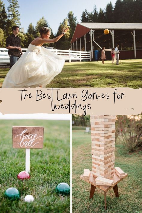 Wedding Yard Games For Reception, Diy Outside Wedding Reception, Backyard Wedding Yard Games, Lawn Games At Wedding, Outdoor Wedding Lawn Games, Outdoor Reception Games, Lawn Games Wedding Receptions, Bridal Shower Lawn Games, Wedding Activities For Guests Games