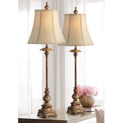 Candlestick Lamps Buffet, Candlestick Lamps Bedroom, French Country Table Lamps, Buffet Lamps Entryway, Buffet Lights, Buffet Lamps Dining Room, Mantle Lamps, French Country Lamps, Shabby Chic Table Lamps