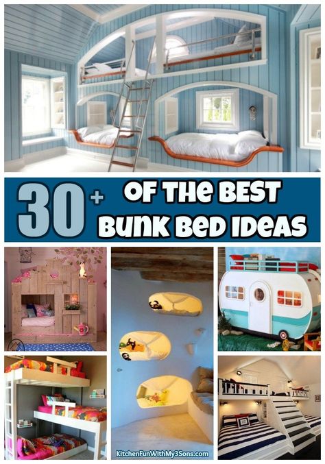 Bunk Bed Ideas In Wall Bunk Beds, Bunk Bed On Wall, Loft Bed Designs Diy Small Rooms, Built In Loft Beds For Kids, Loft Bed With Stairs Plans, Boys Bed Ideas, Bunk Bed Diy Plans, Built In Bunk Beds In Wall, Bunkbed Boys Room Ideas