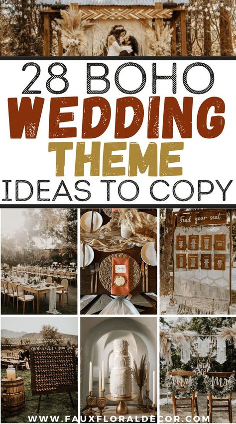 boho themed wedding ideas Boho Centerpiece Ideas, Boho Wedding Decorations Receptions, Boho Wedding Theme Ideas, Boho Wedding Decorations Diy, Boho Wedding Color Schemes, Wedding Decorations Boho, Boho Themed Wedding, Wedding Styles Themes, Wedding Table Centerpieces Diy