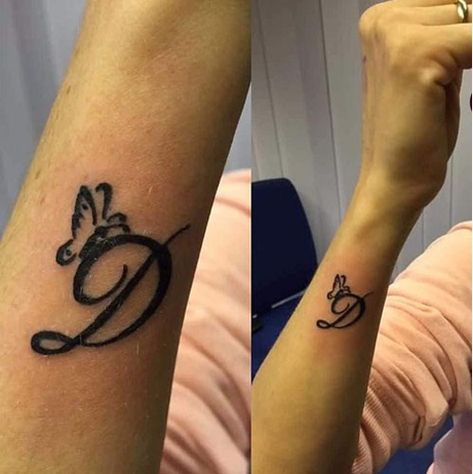 D Letter Tattoo Designs On The Side Of The Wrist D Tattoo Initial Heart, D Letter Tattoo Design, D Letter Tattoo, Letter Tattoos On Hand, Letter D Tattoo, Letter Tattoo Design, V Letter Tattoo, Flute Tattoo, Letter Tattoo Designs